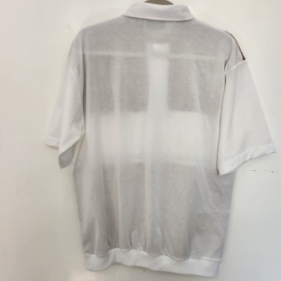 Van Cort Mens White Brown Short Sleeve Shirt Vintage Grandpacore Grandpa Polo Lg - Picture 7 of 8